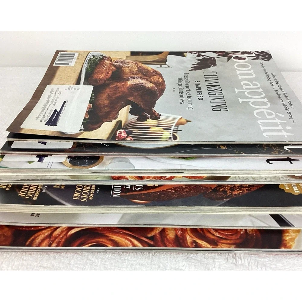 Bon Appetit Food & Wine Magazine Lot of 8 Issues Holidays Thanksgiving Dessert